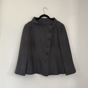 Armani Collezioni Wool Silk Cropped Pea Coat Swing Coat Jacket Size 12